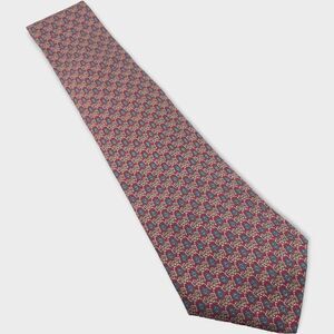 Neiman Marcus Silk Tie Burgundy and Aqua Medallion Pattern Handmade in Italy